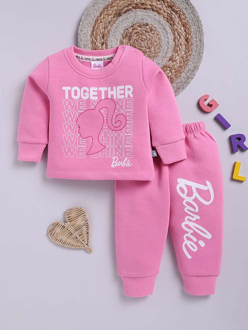 girls printed long sleeve full length set