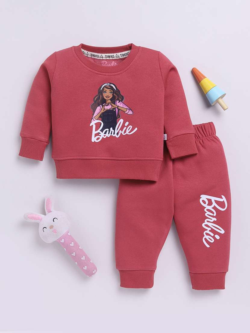 girls printed long sleeve full length set