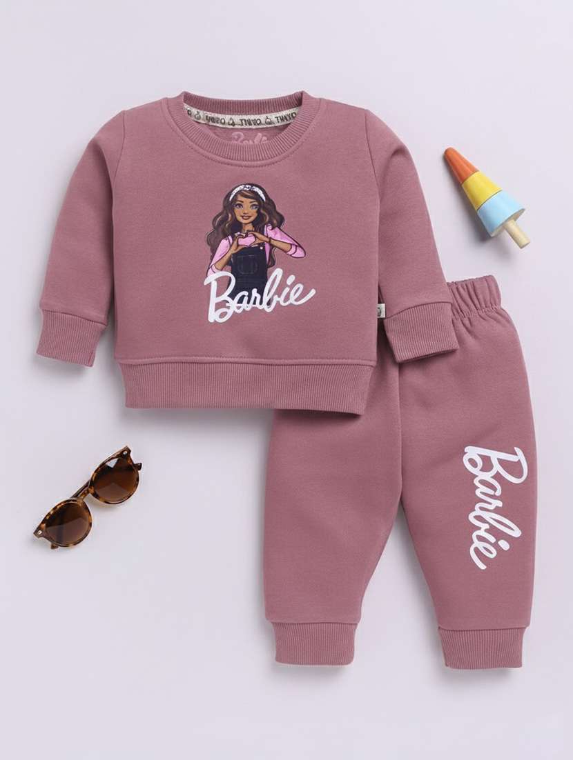 girls printed long sleeve full length set