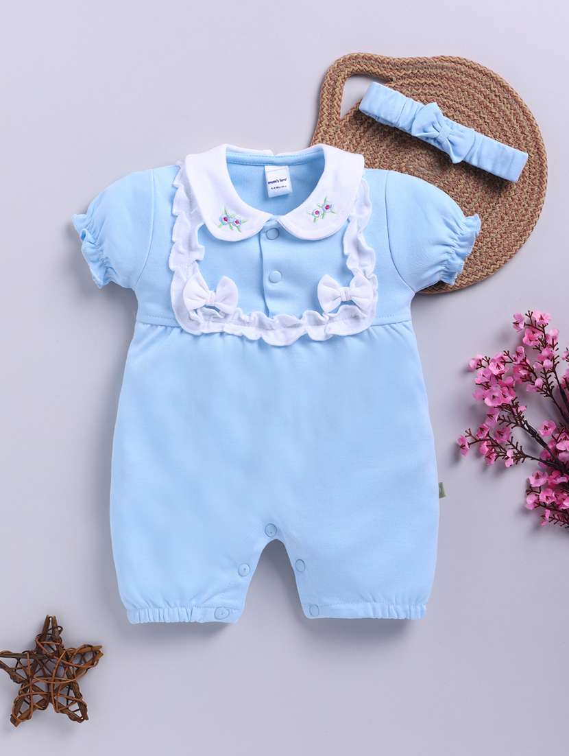 girls solid short sleeve romper