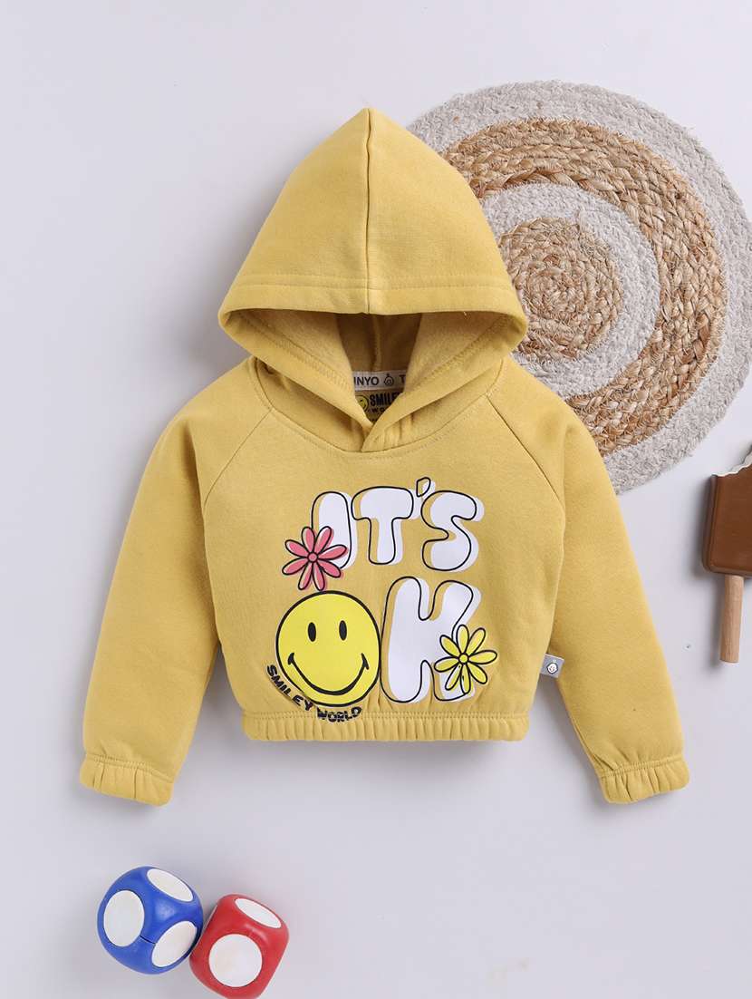 kids printed long sleeve hooded sweatshirt
