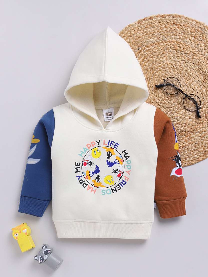 kids printed long sleeve hooded sweatshirt