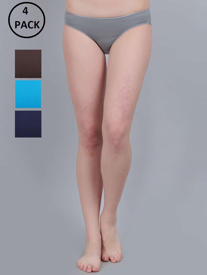 women pack of 4 solid mid rise panty