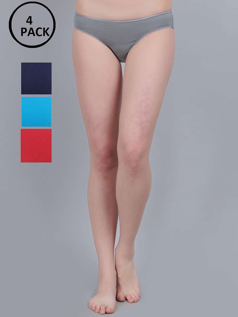 women pack of 4 solid mid rise panty