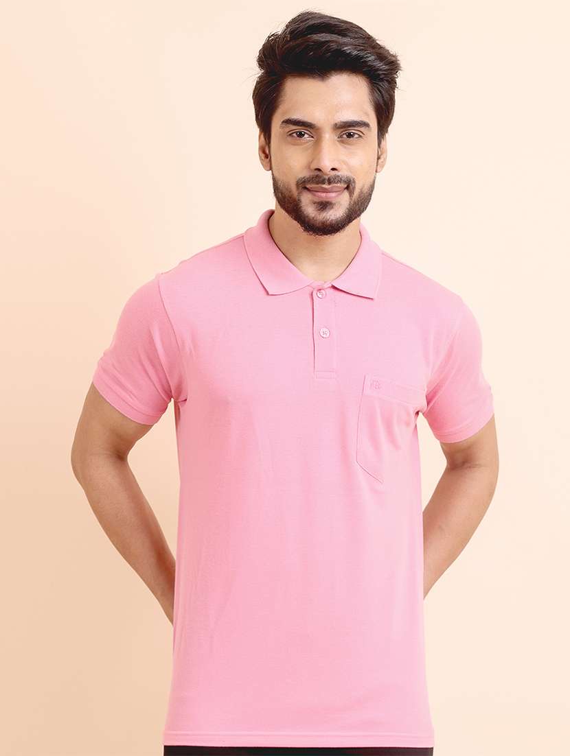 men solid short sleeve polo t-shirt