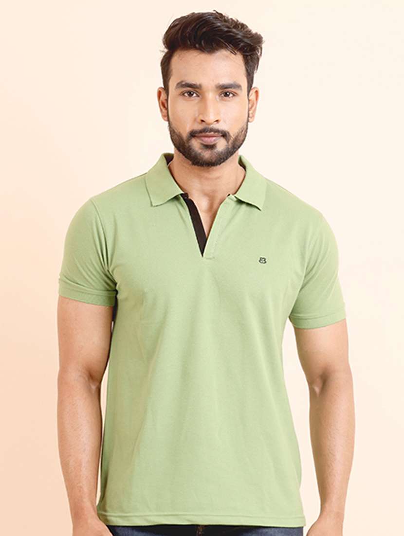 men solid short sleeve polo t-shirt