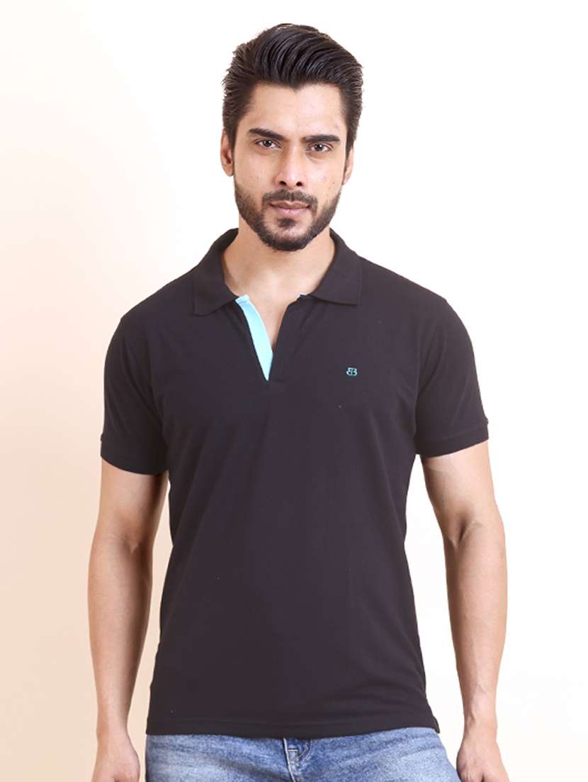 men solid short sleeve polo t-shirt