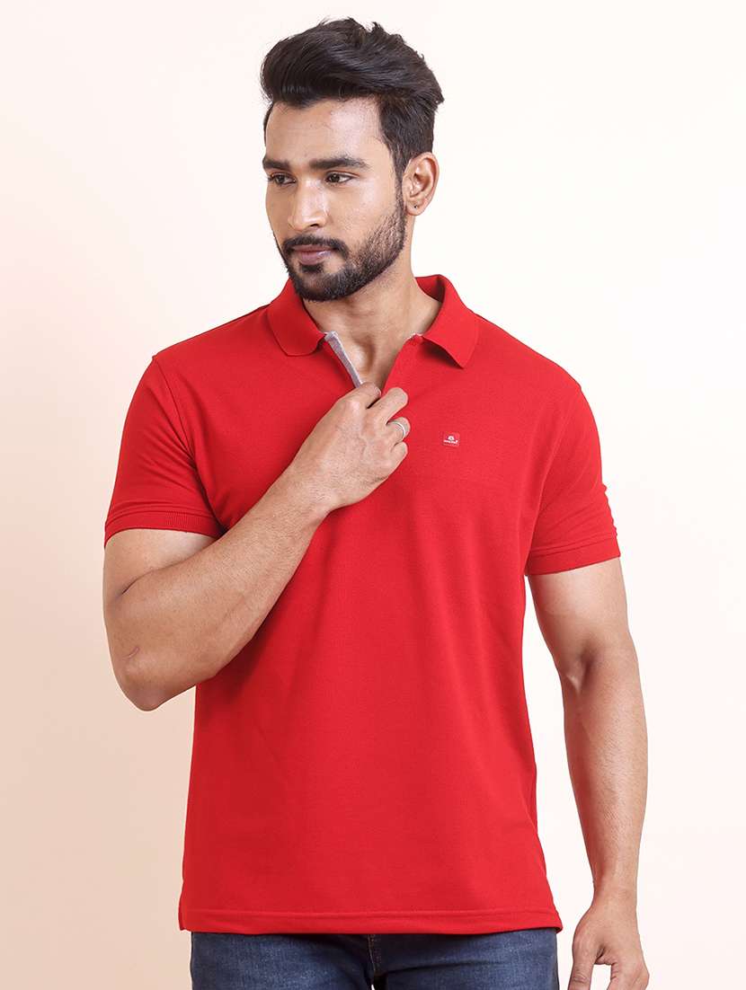 men solid short sleeve polo t-shirt