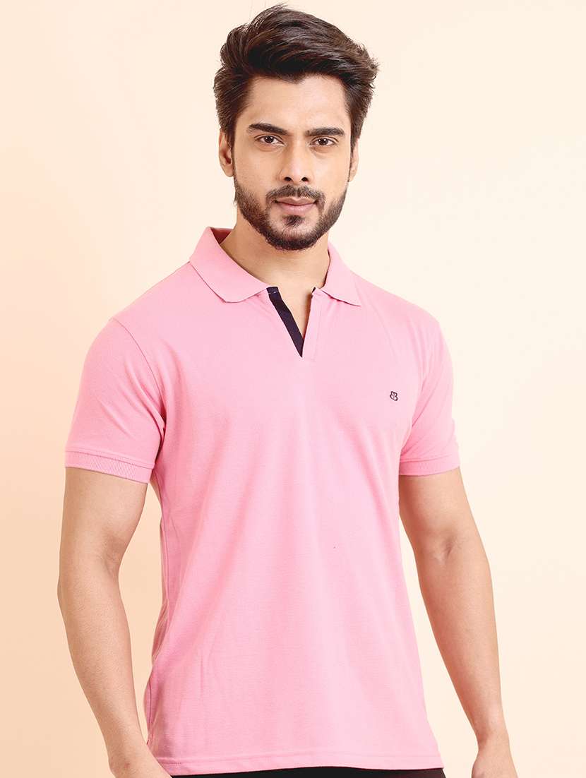 men solid short sleeve polo t-shirt