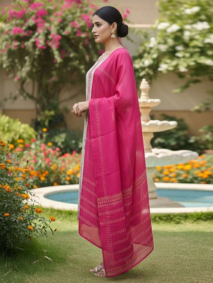 women self design three quarter sleeve kurta pant with dupatta set - 22357039 -  Standard Image - 3