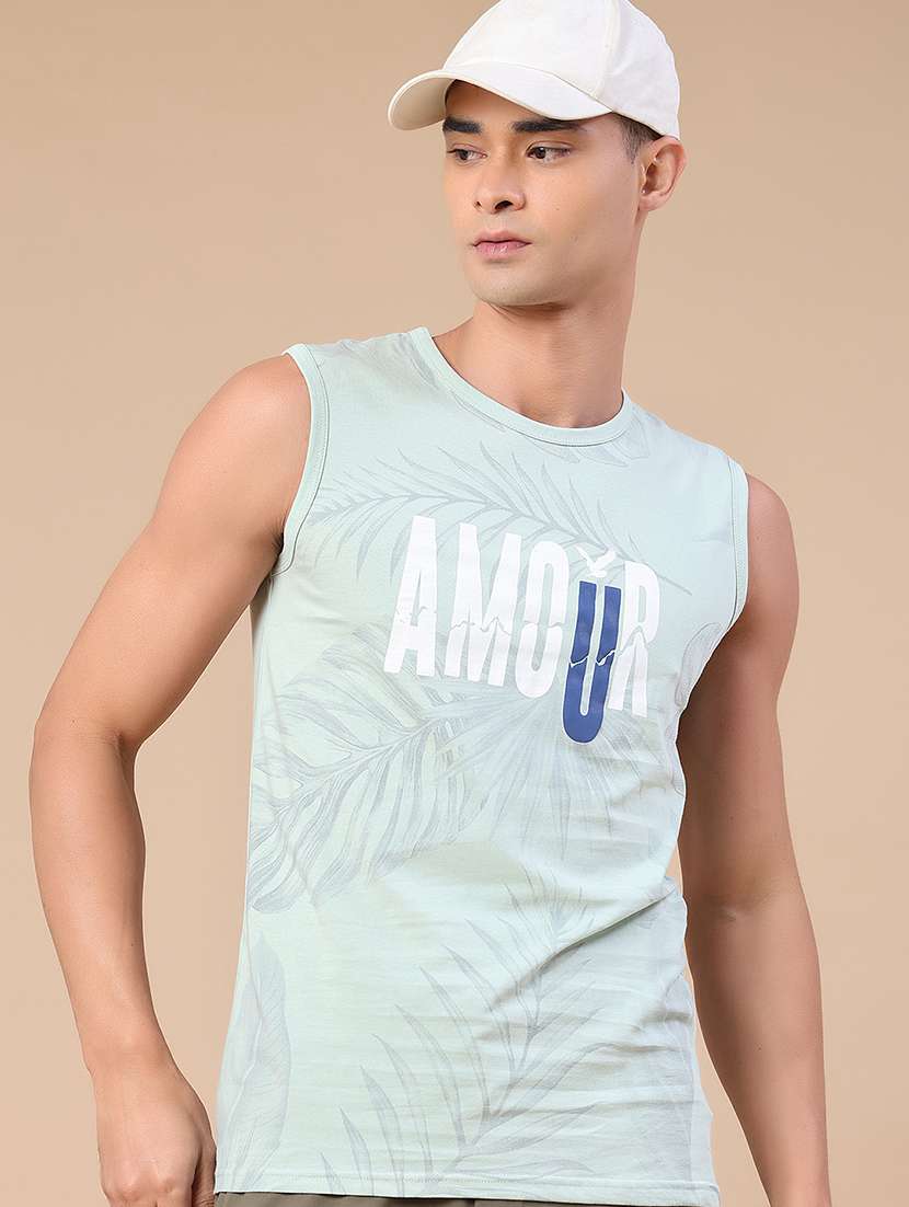 men printed sleeveless vest