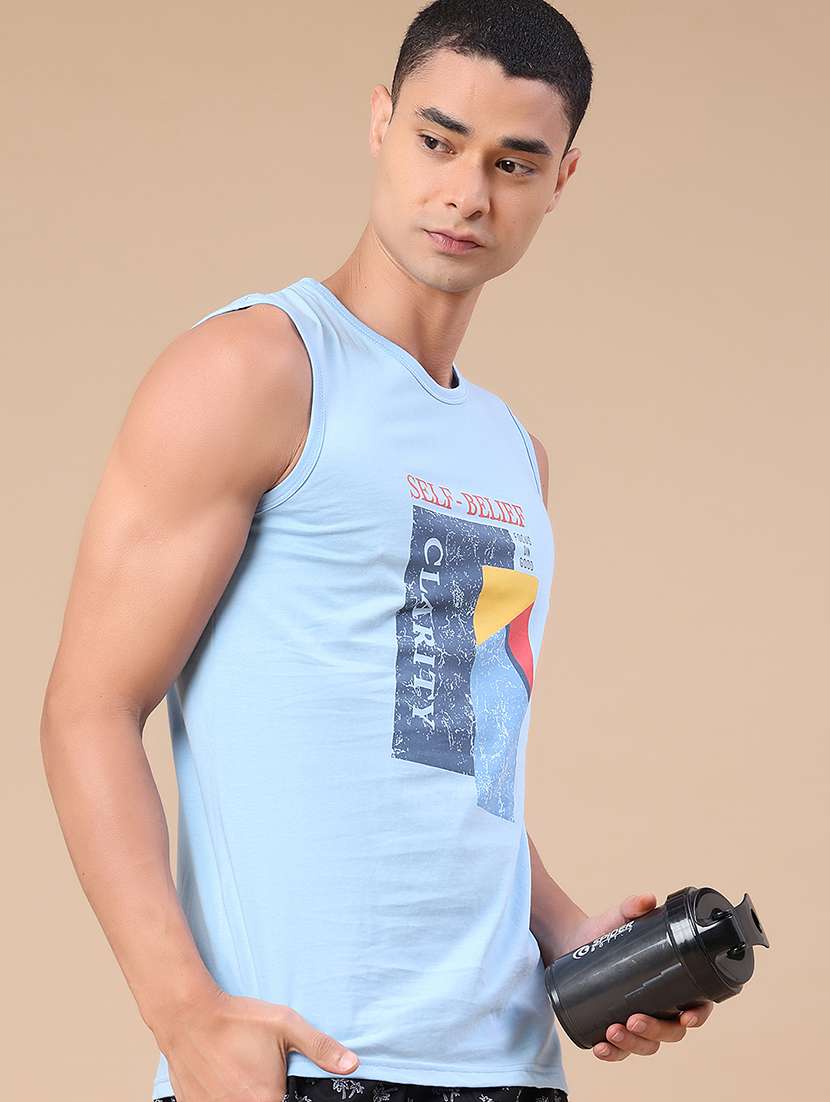 men printed sleeveless vest