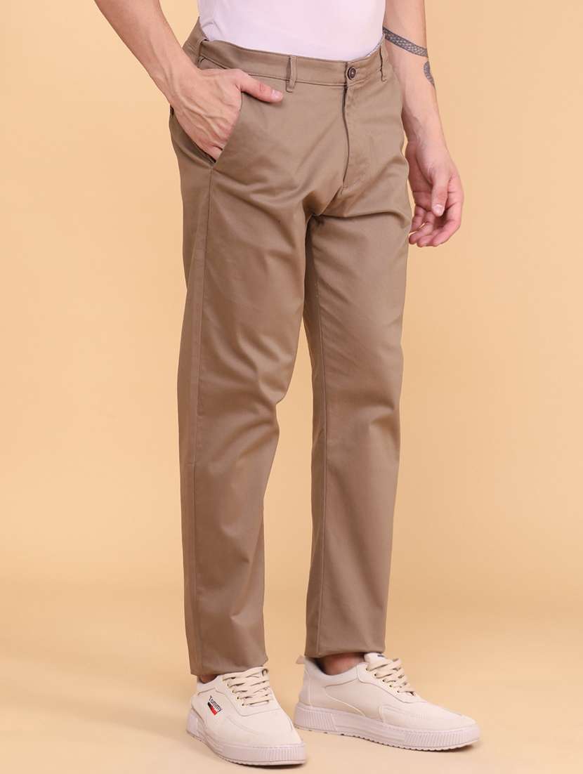 Men Solid Mid Rise Chinos Casual Trouser - 22357163 -  Standard Image - 3