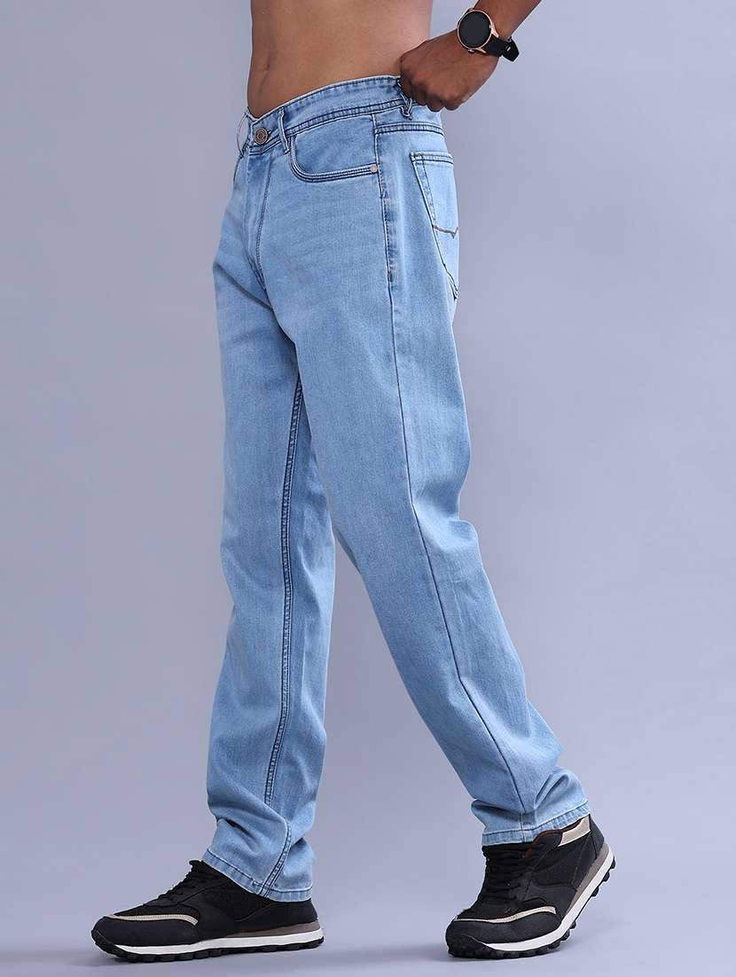 Men Plain Mid Rise Full Length Straight Jeans - 22357171 -  Standard Image - 3