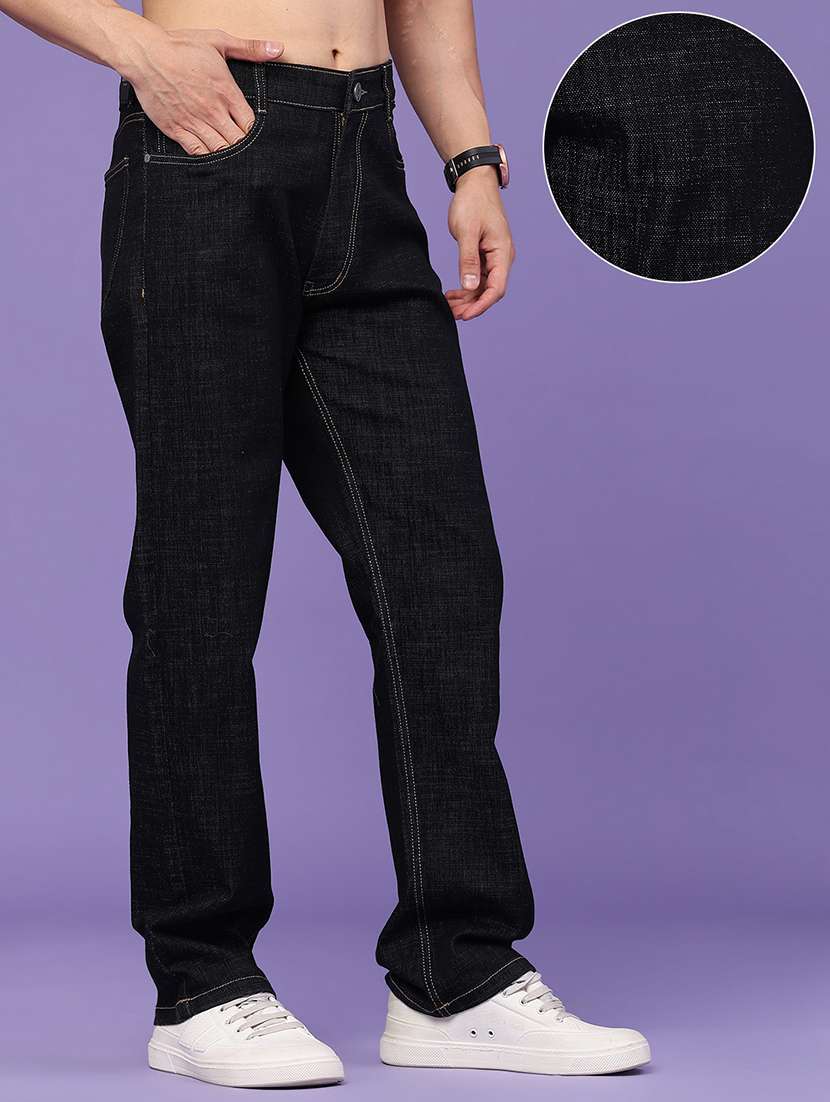 Men Plain Mid Rise Full Length Straight Jeans - 22357179 -  Standard Image - 3