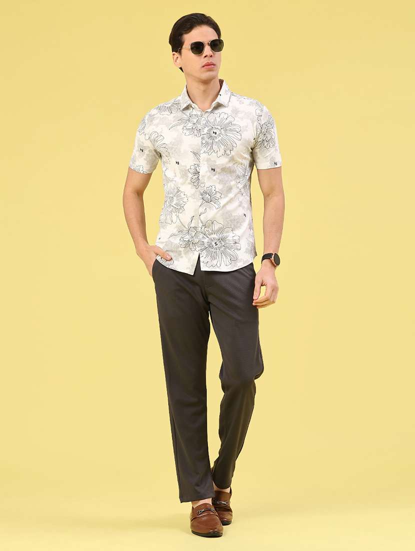 men printed short sleeve slim fit casual shirt - 22357190 -  Standard Image - 5