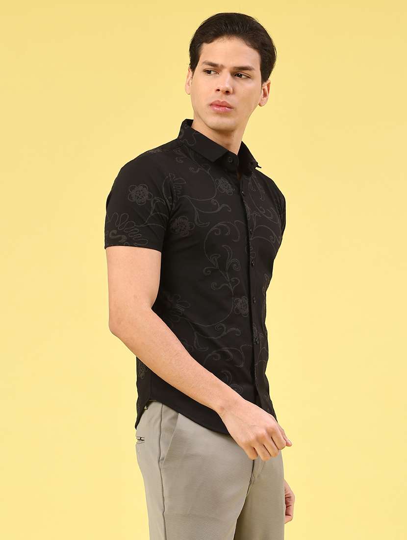 men printed short sleeve slim fit casual shirt - 22357192 -  Standard Image - 3