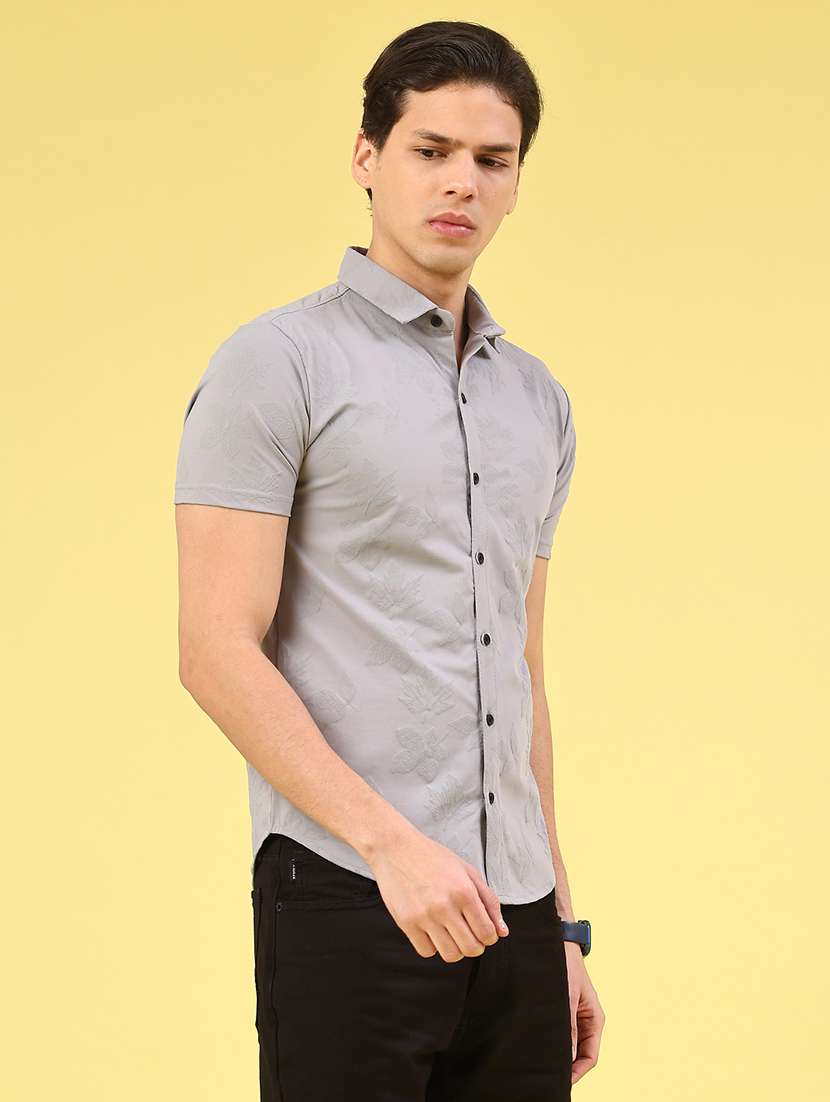 men printed short sleeve slim fit casual shirt - 22357207 -  Standard Image - 3