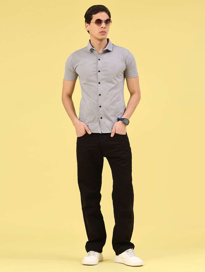 men printed short sleeve slim fit casual shirt - 22357207 -  Standard Image - 5
