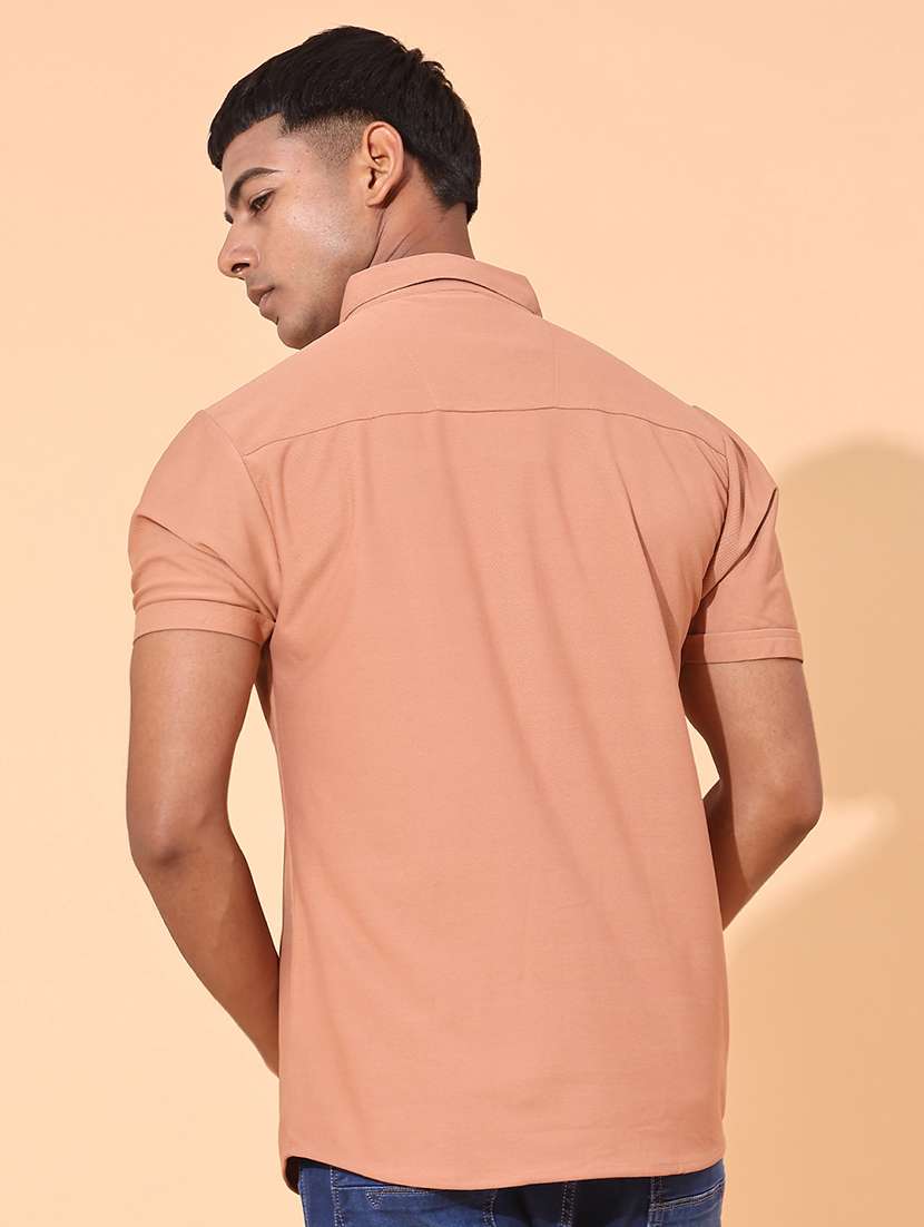 men solid short sleeve slim fit casual shirt - 22357217 -  Standard Image - 3