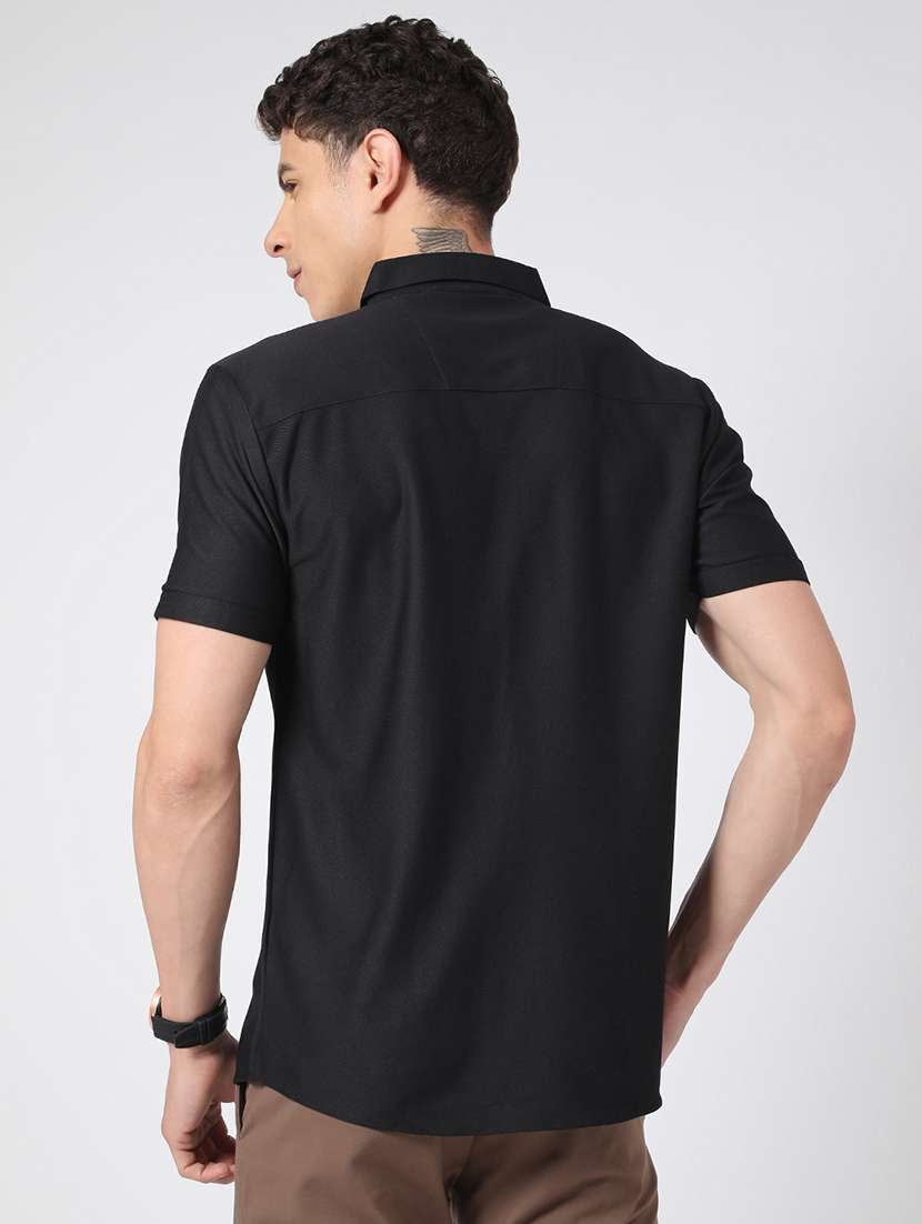 men solid short sleeve slim fit casual shirt - 22357225 -  Standard Image - 3