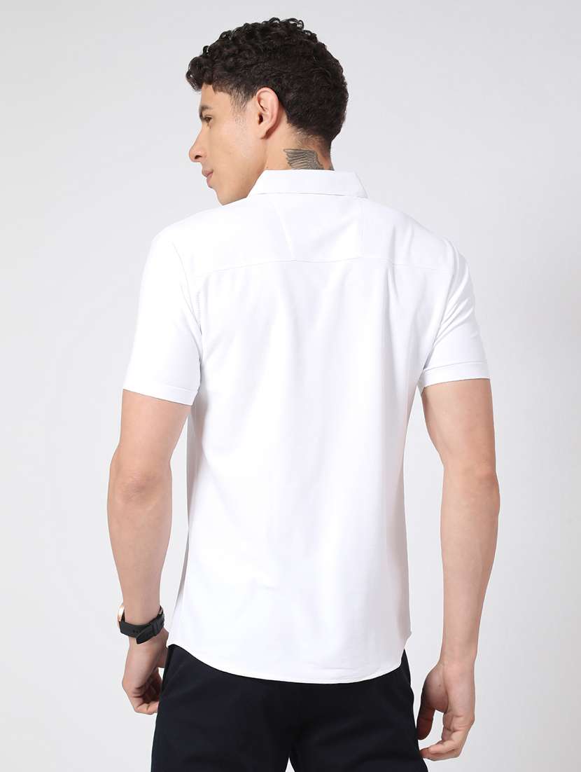 Men Solid Short Sleeve Slim Fit Casual Shirt - 22357226 -  Standard Image - 3