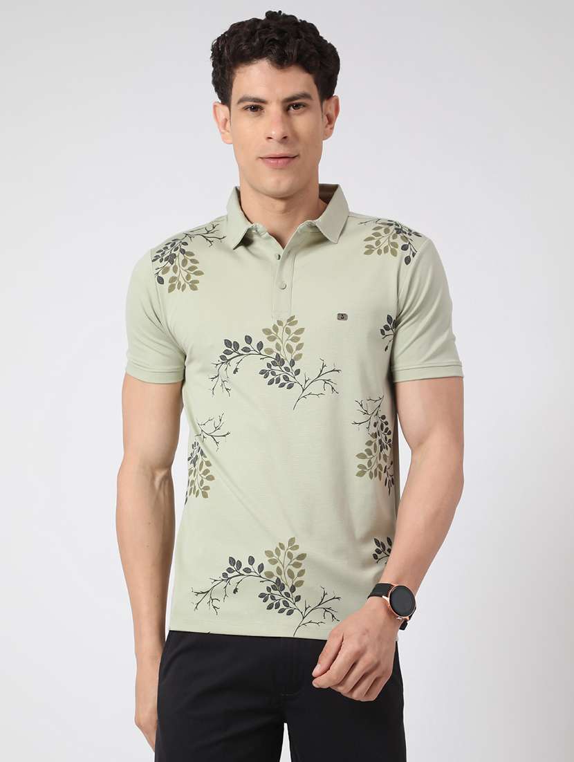 green cotton blend plain tshirt