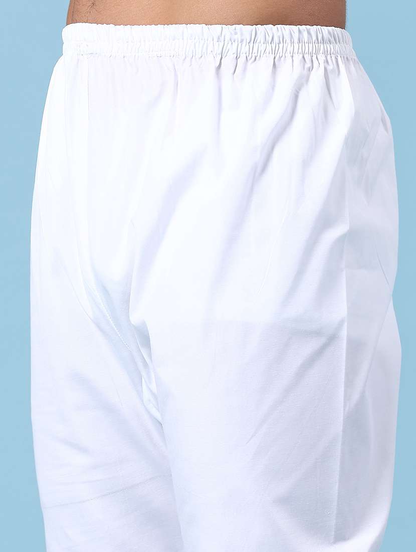 White Polyester Kurta Pyjama Ethnic Wear - 22357363 -  Standard Image - 5
