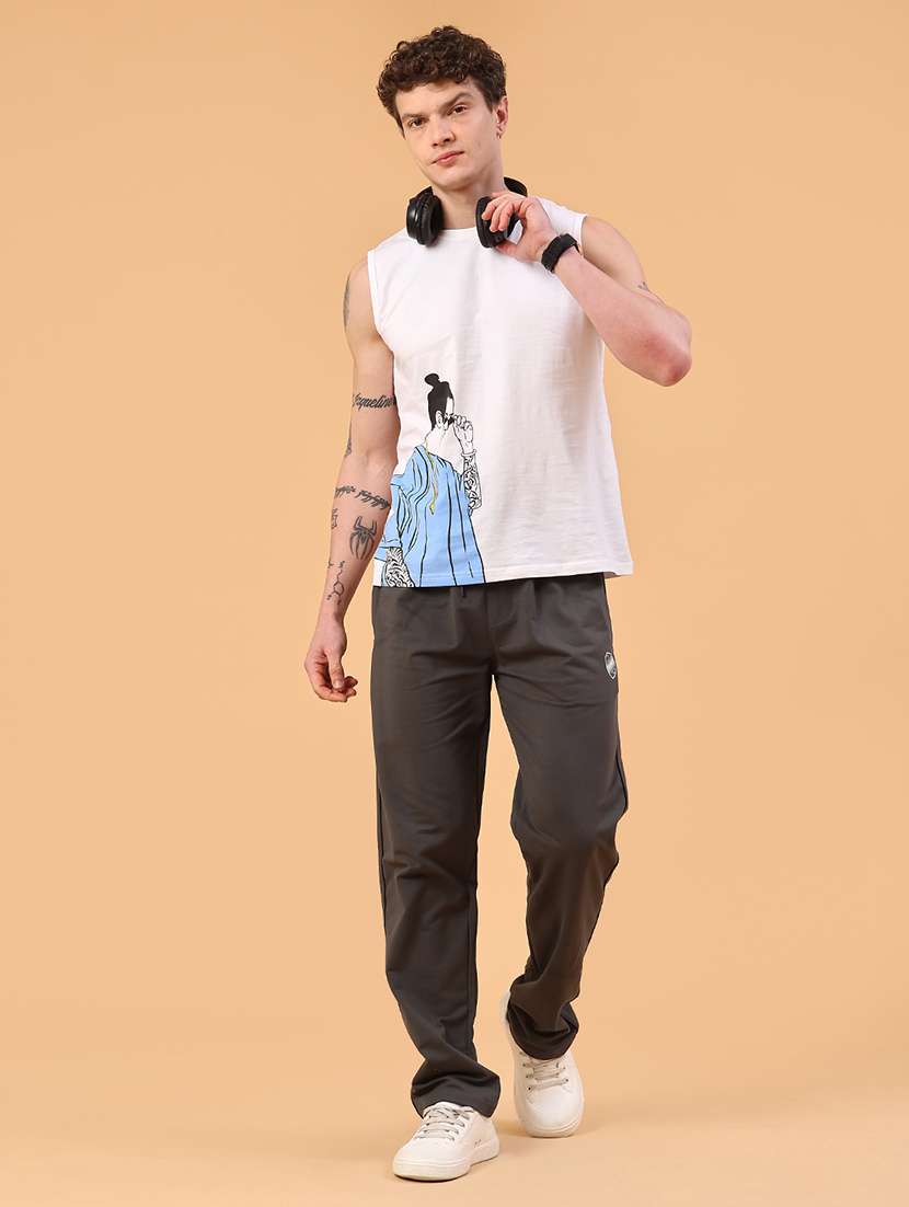 grey cotton  full length track pant - 22357367 -  Standard Image - 5