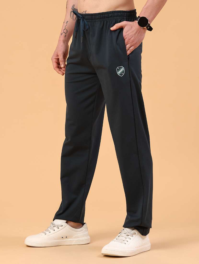 blue cotton  full length track pant - 22357370 -  Standard Image - 3