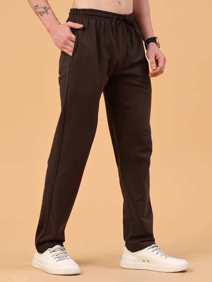 brown cotton  full length track pant - 22357371 -  Standard Image - 3