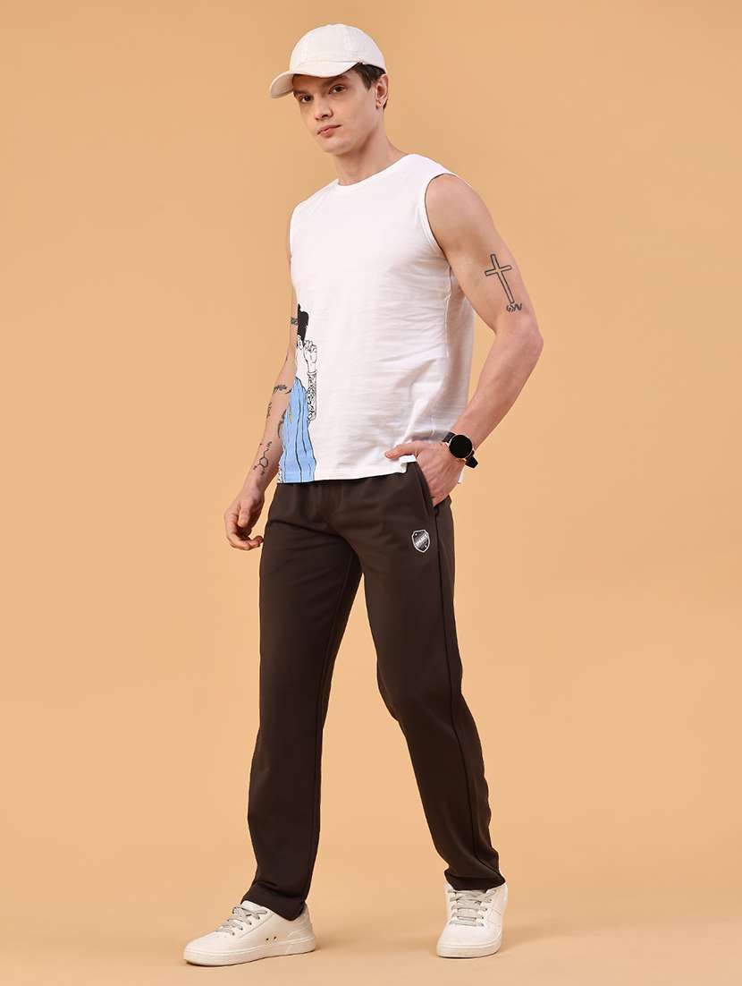 brown cotton  full length track pant - 22357371 -  Standard Image - 5