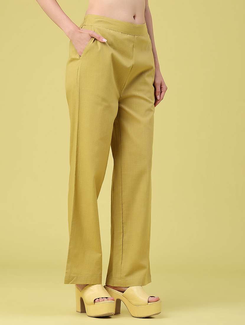women solid mid rise straight trouser - 22357418 -  Standard Image - 3