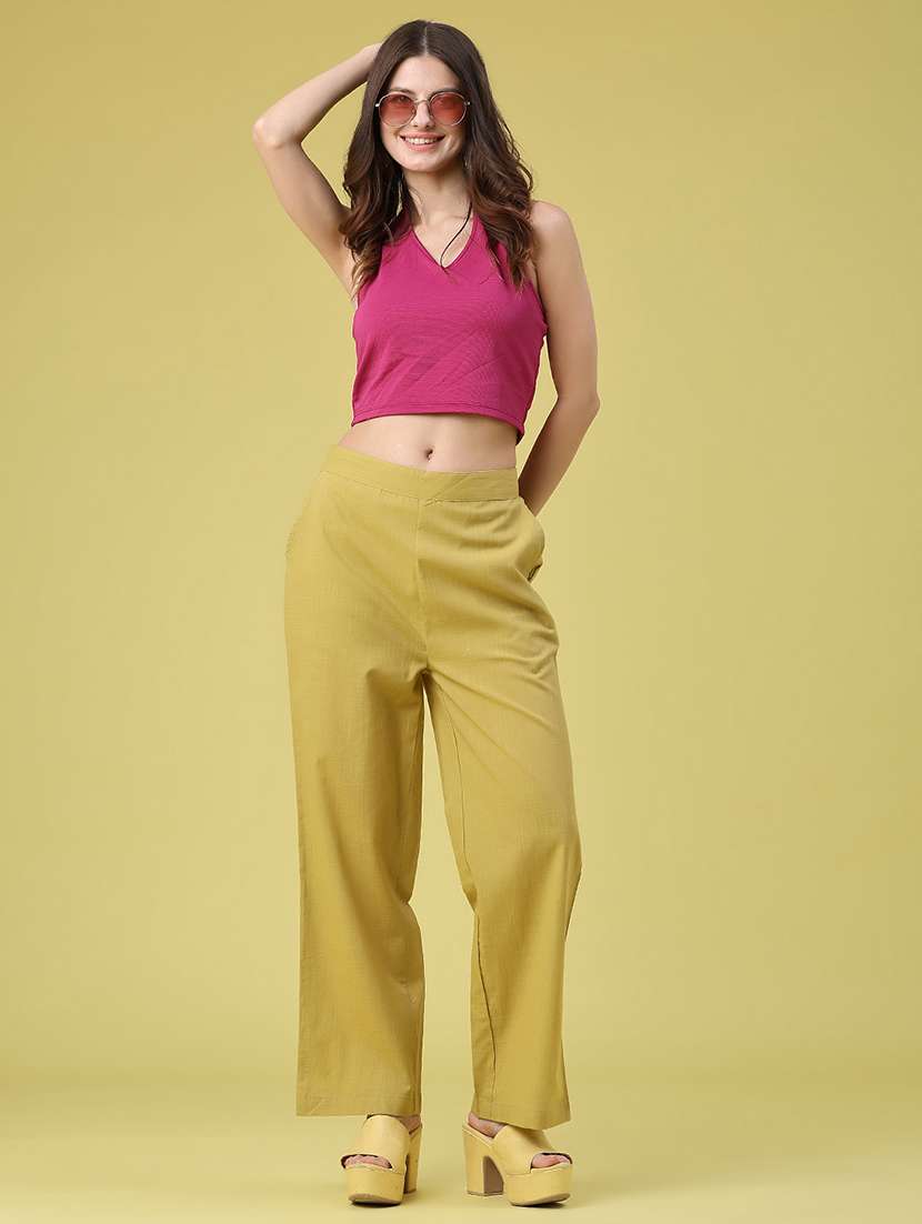 women solid mid rise straight trouser - 22357418 -  Standard Image - 5