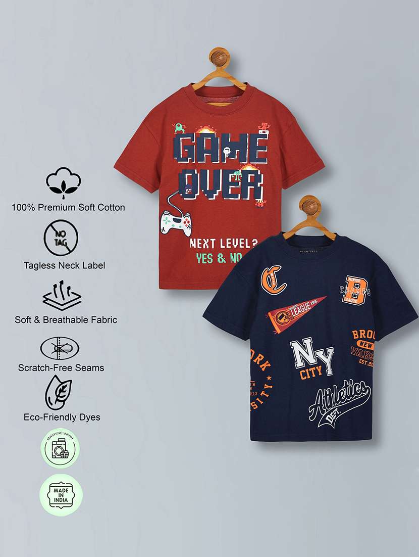 boys pack of 2 printed short sleeve t-shirt - 22357498 -  Standard Image - 3