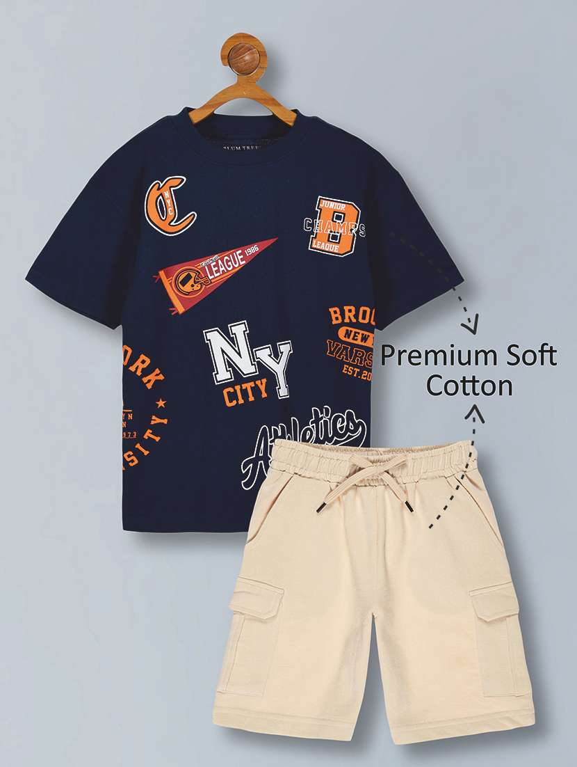 boys printed t-shirt and shorts set