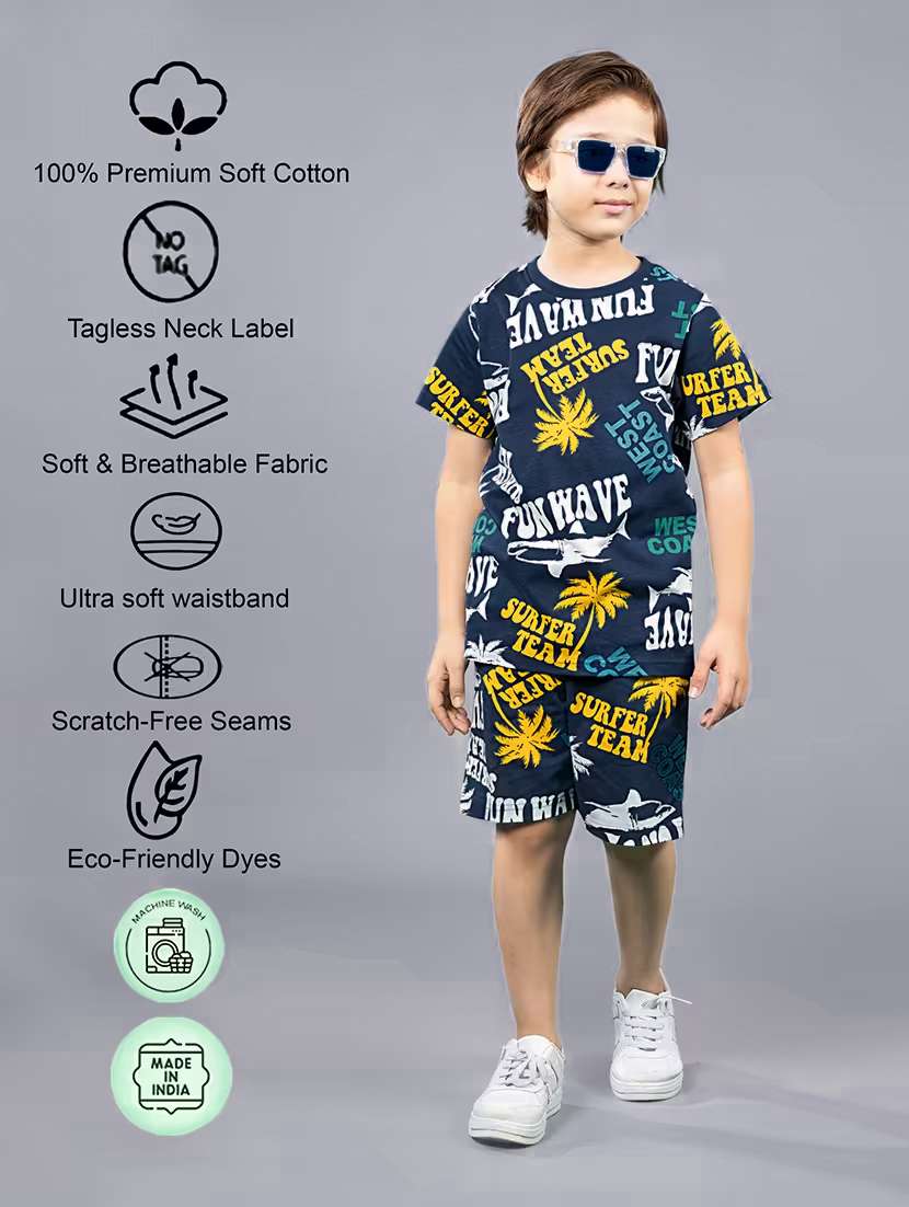 boys printed shorts set co-ord set - 22357514 -  Standard Image - 3