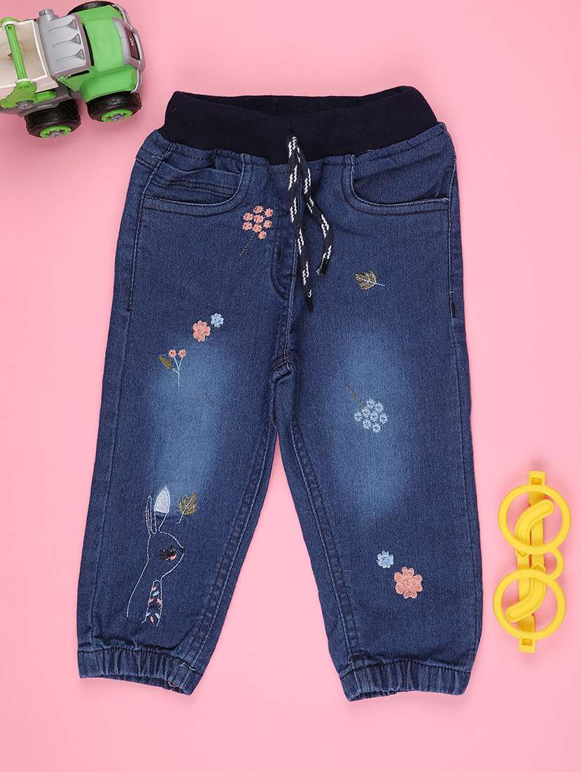 girls solid with work mid rise jogger