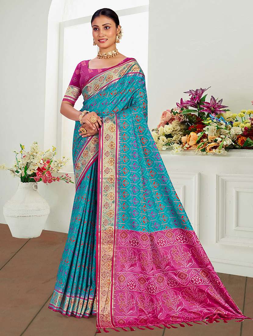 women self design patola saree with blouse