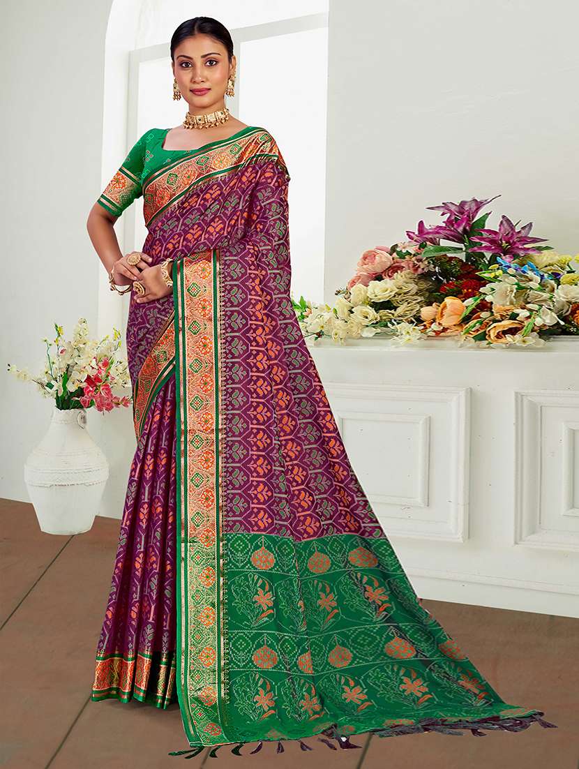 women self design patola saree with blouse