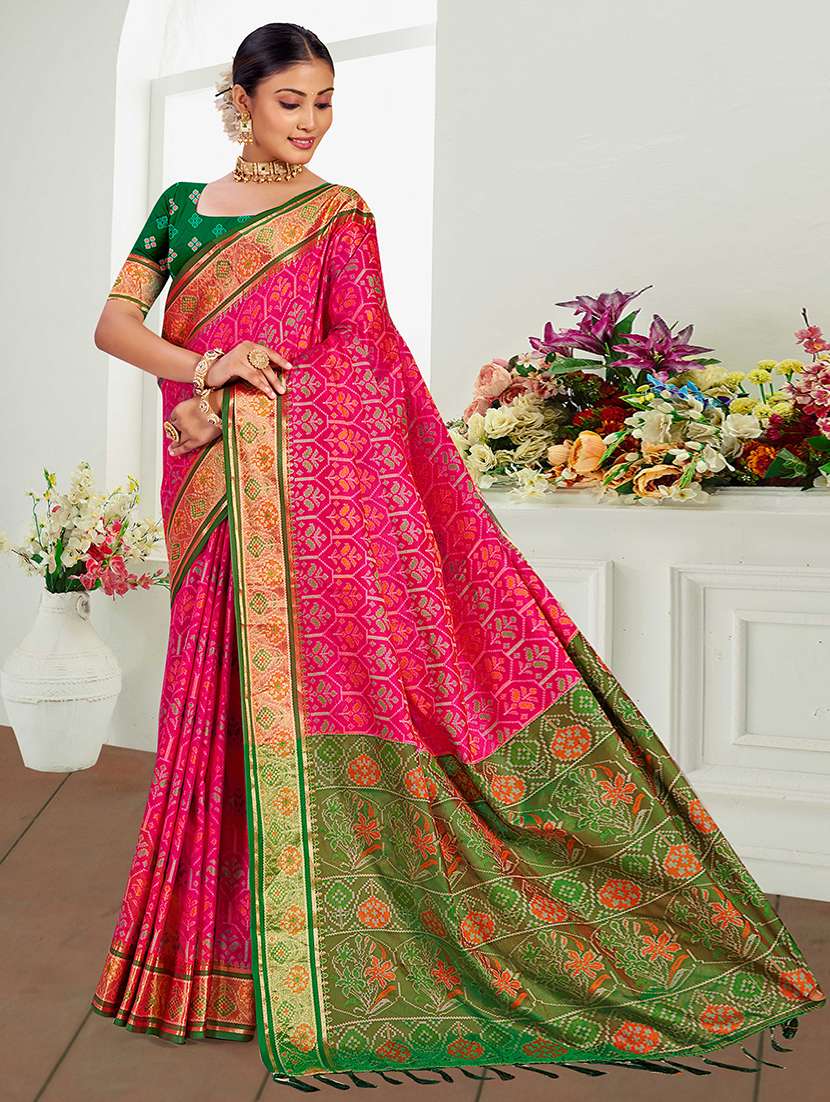 women self design patola saree with blouse
