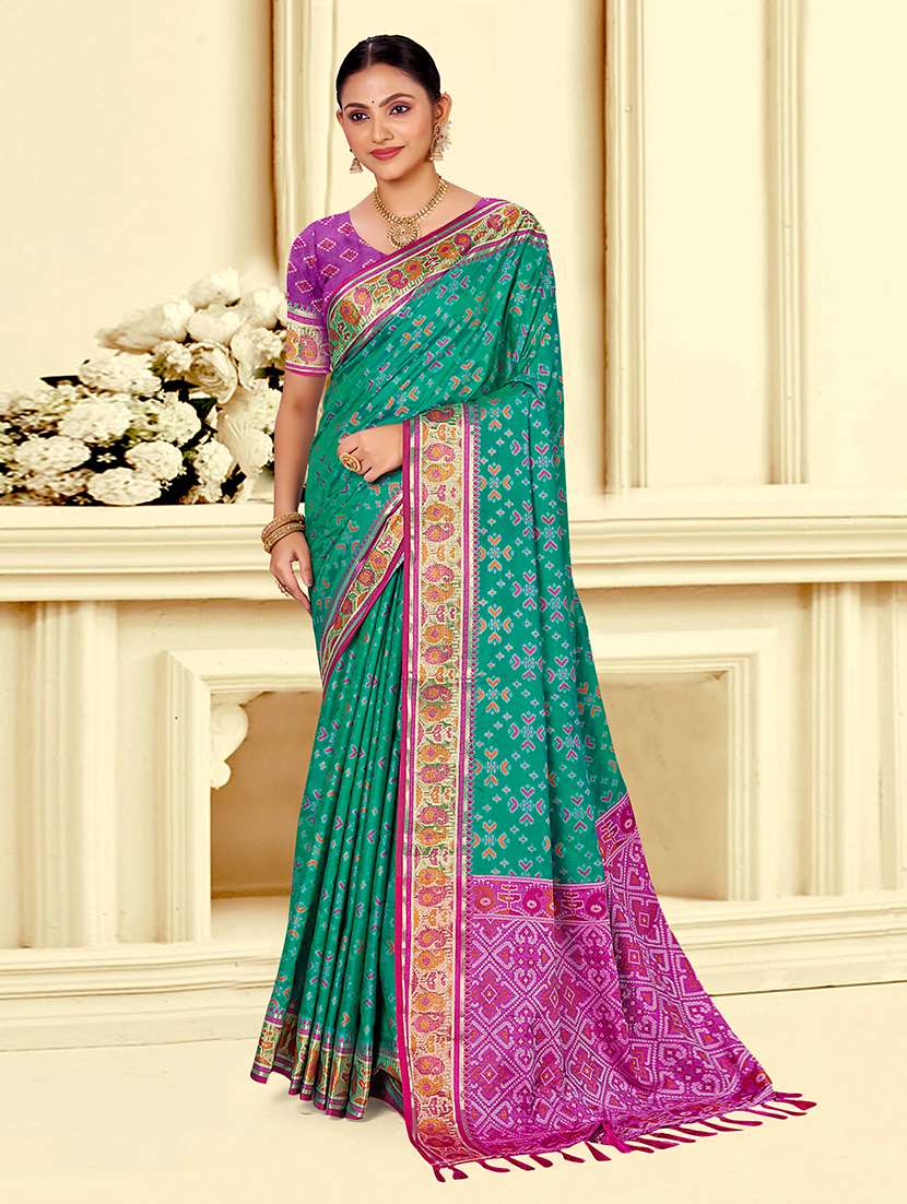 women self design patola saree with blouse