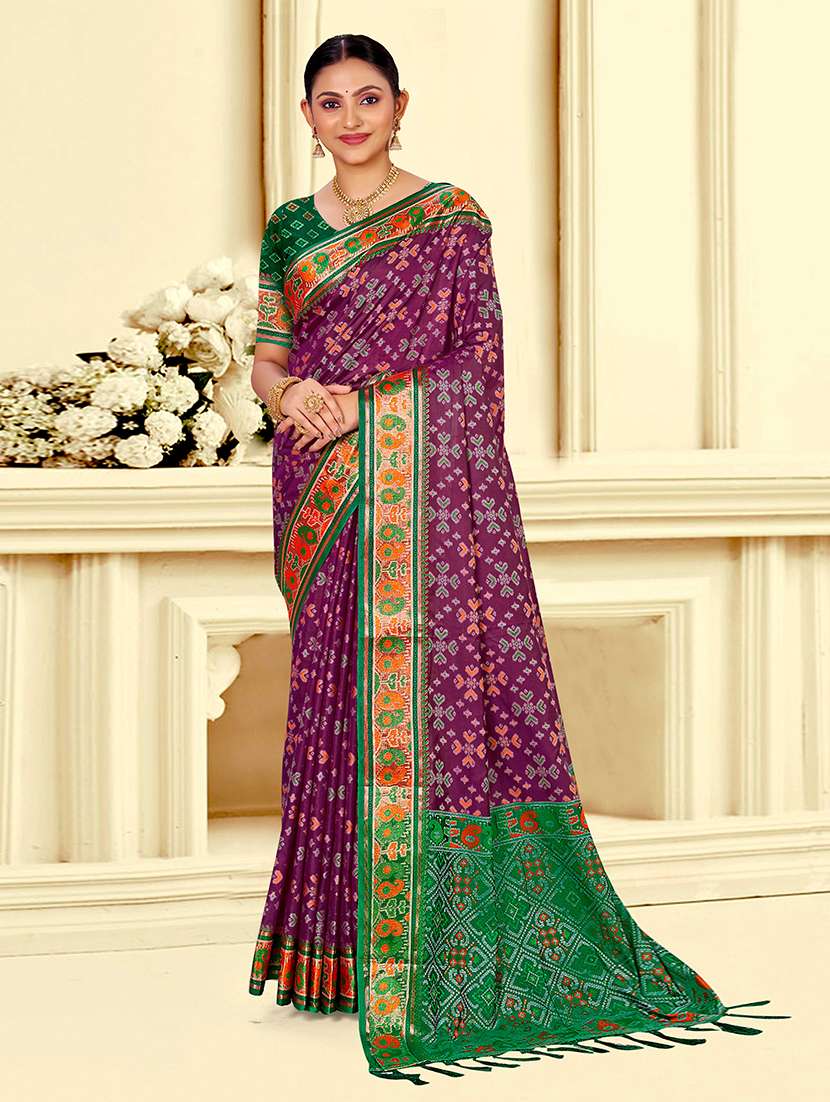 women self design patola saree with blouse