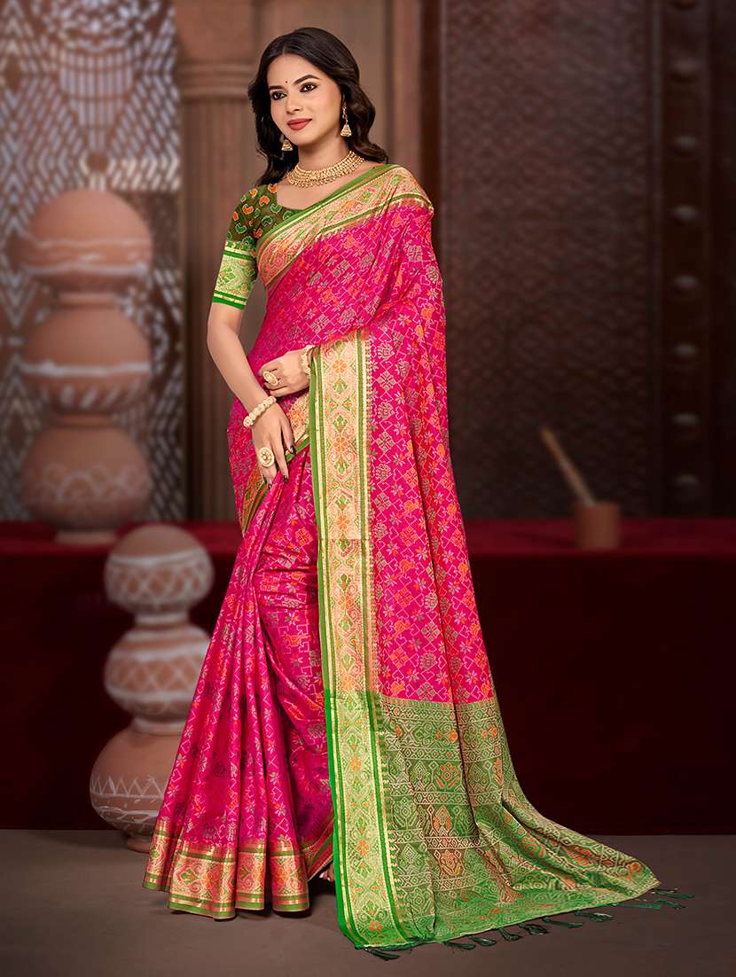 women self design patola saree with blouse