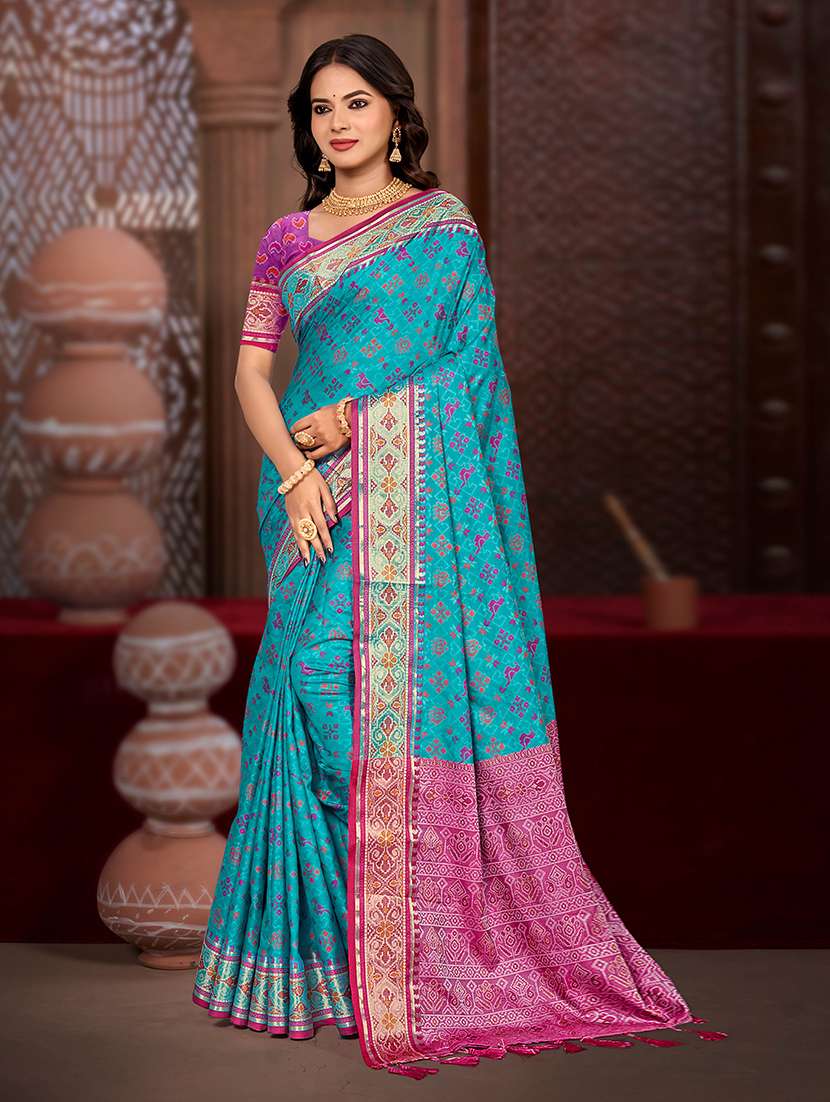 women self design patola saree with blouse