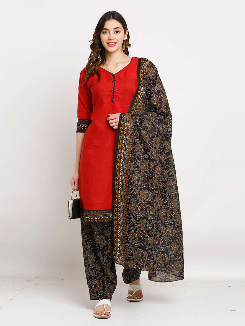 women printed unstitched suit set