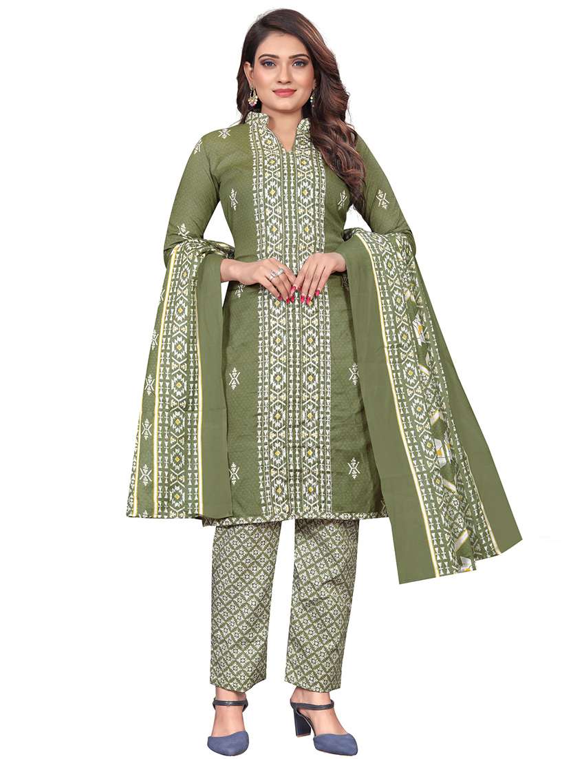 women printed unstitched suit set
