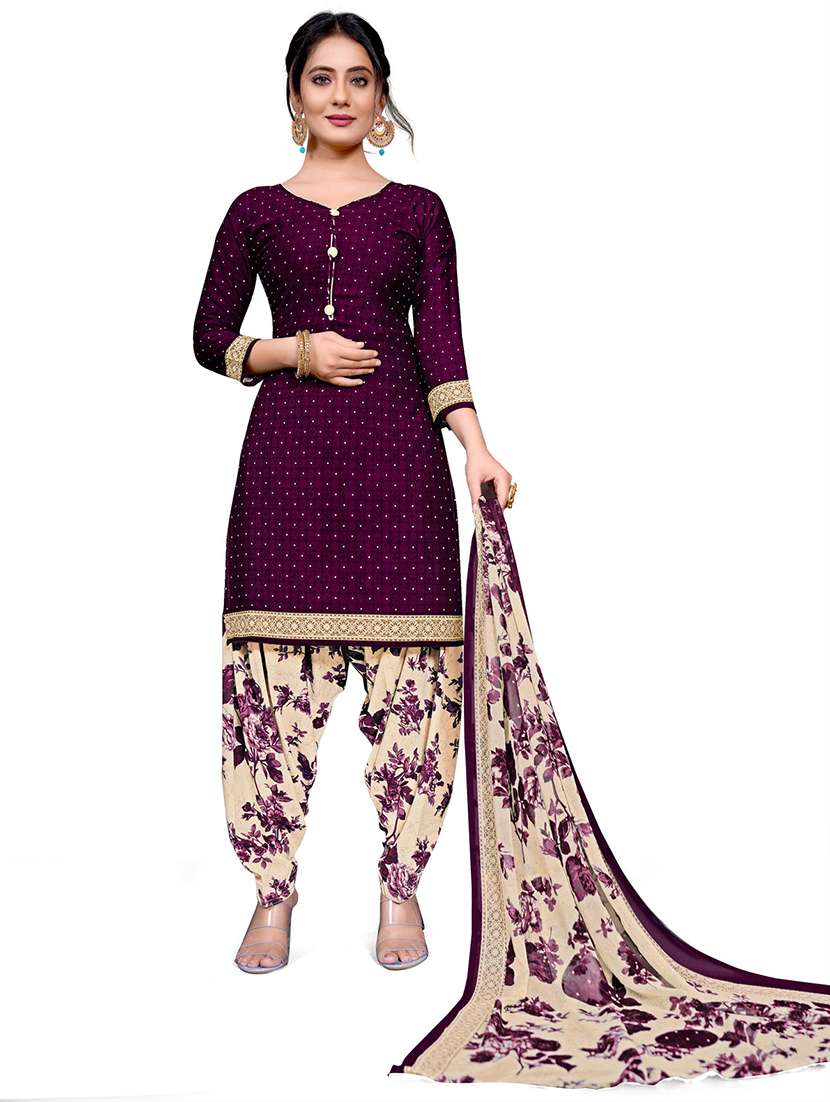 women printed unstitched suit set