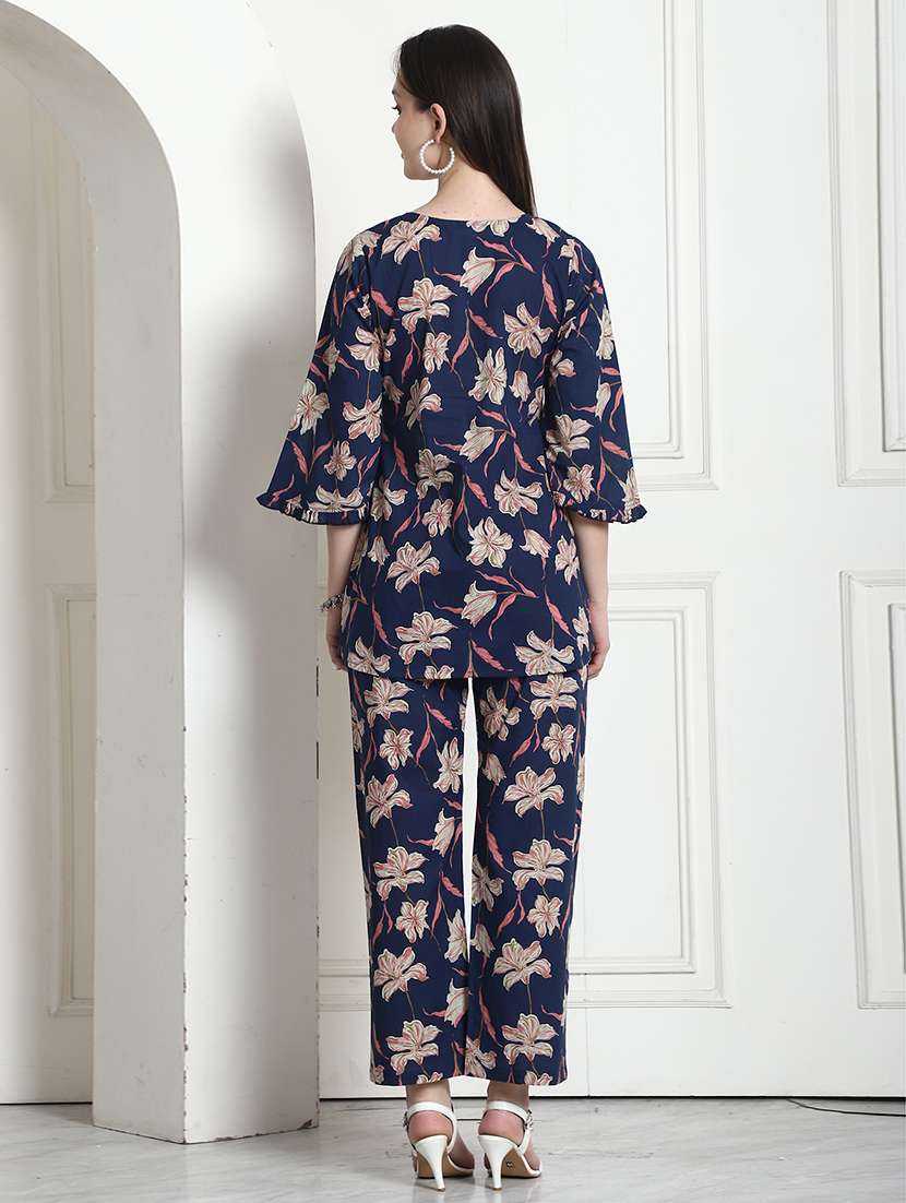 women floral three quarter sleeve ethnic co-ord set - 22357763 -  Standard Image - 3