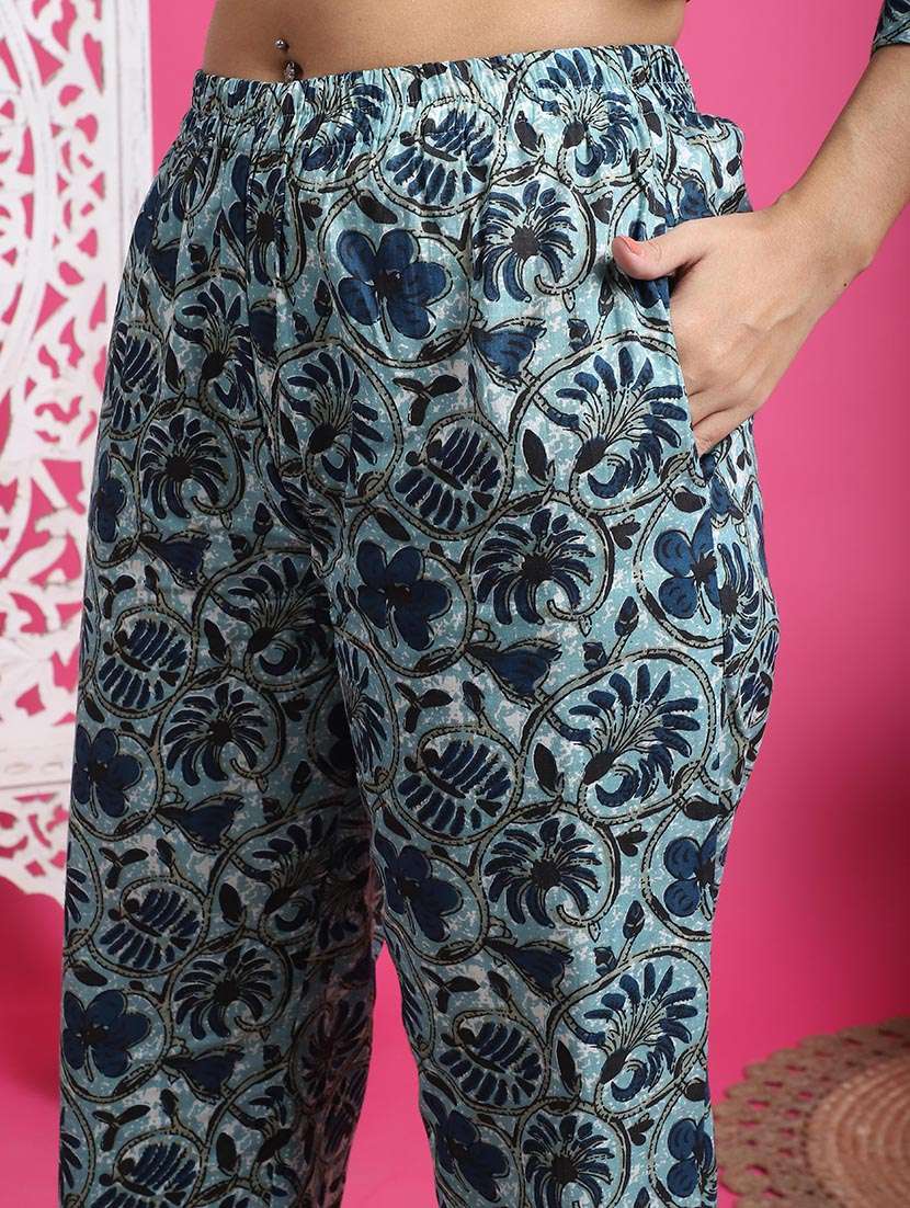 women printed three quarter sleeve ethnic co-ord set - 22357775 -  Standard Image - 5